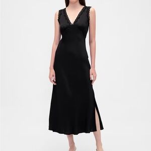 GAP Black Satin Lace Chemise